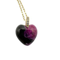 Genuine Black & Purple Agate Heart Necklace