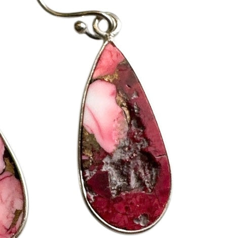 Genuine Rose Dahlia Teardrop Dangle Earrings