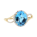 Genuine Swiss Blue Topaz & Diamond 3.29ctw 10K Gold Ring