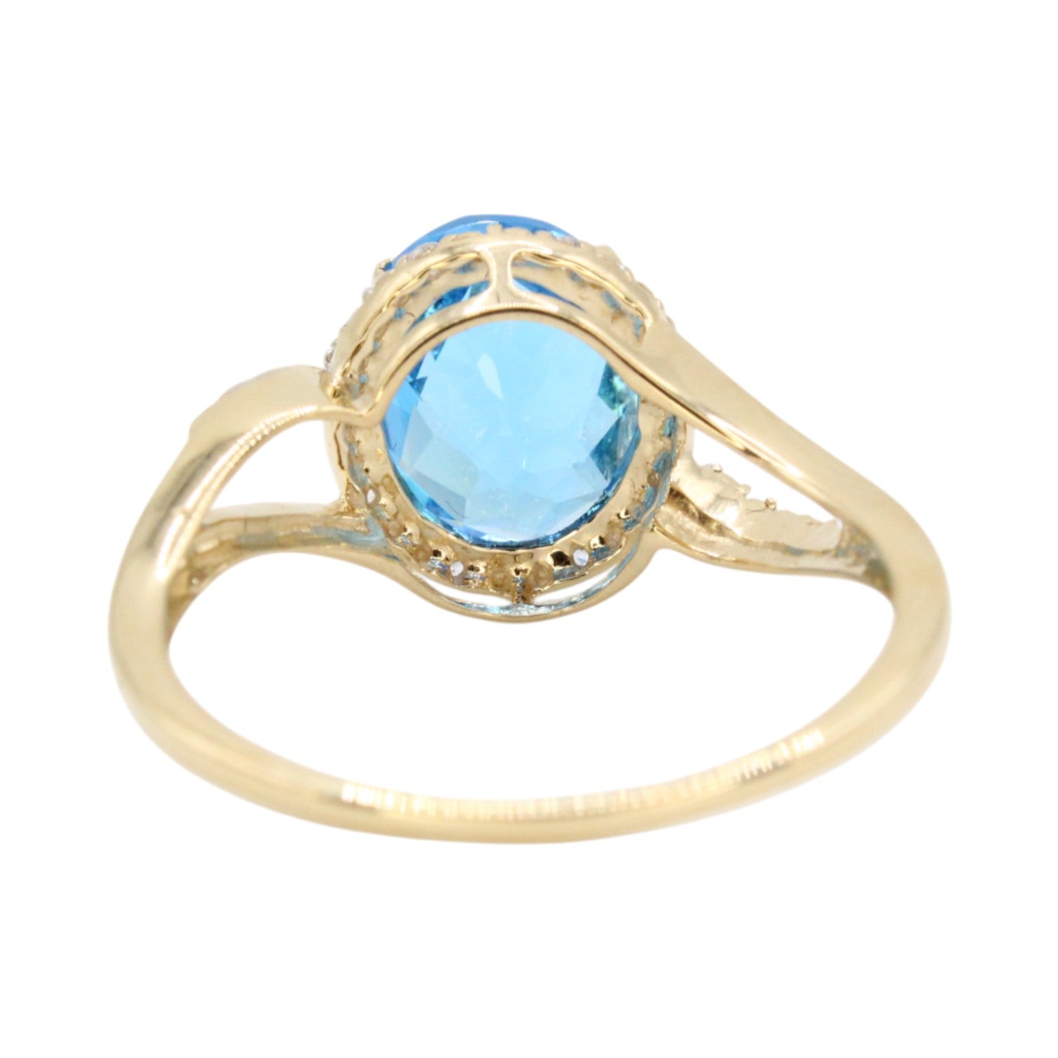 Genuine Swiss Blue Topaz & Diamond 3.29ctw 10K Gold Ring