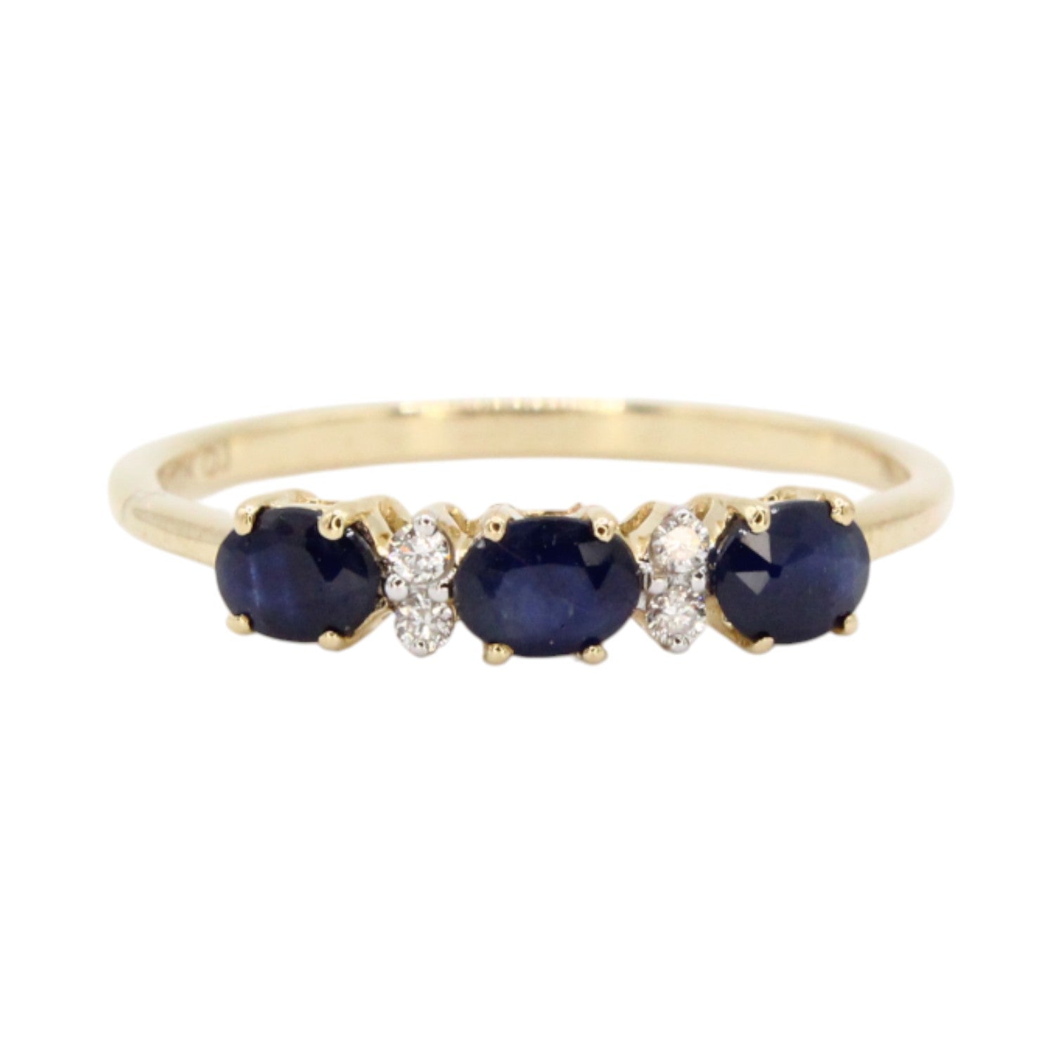 Genuine Blue Sapphire & Diamond Ring .70ctw 10K Gold Ring