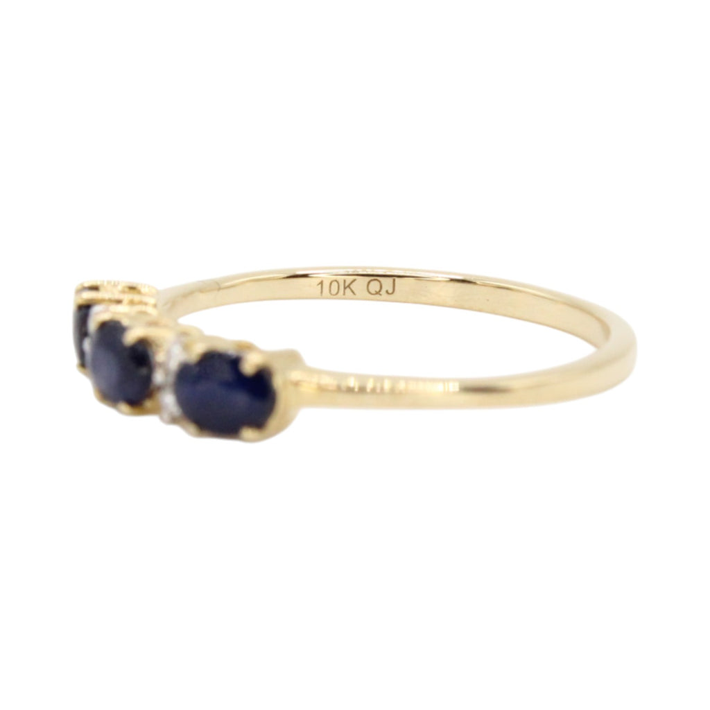Genuine Blue Sapphire & Diamond Ring .70ctw 10K Gold Ring