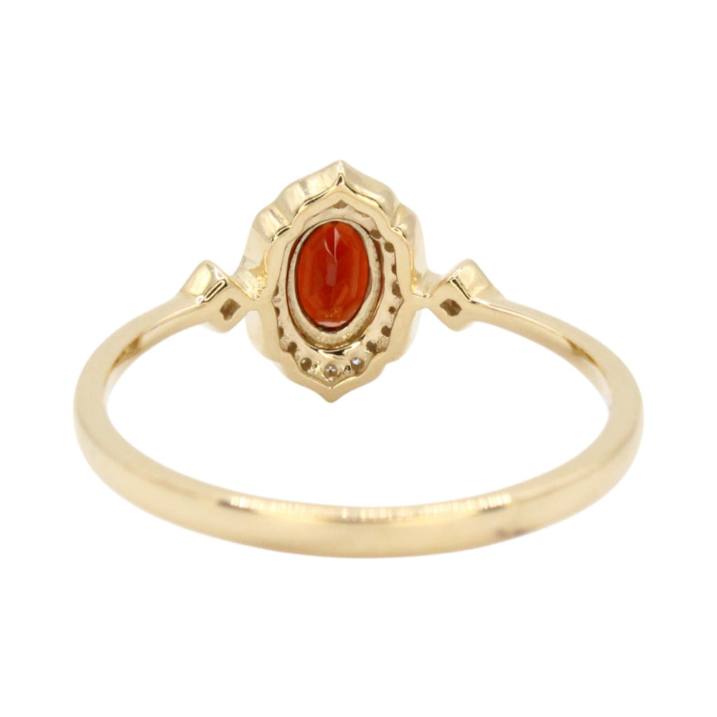 Genuine Oval Garnet & Diamond 10K Gold Ring