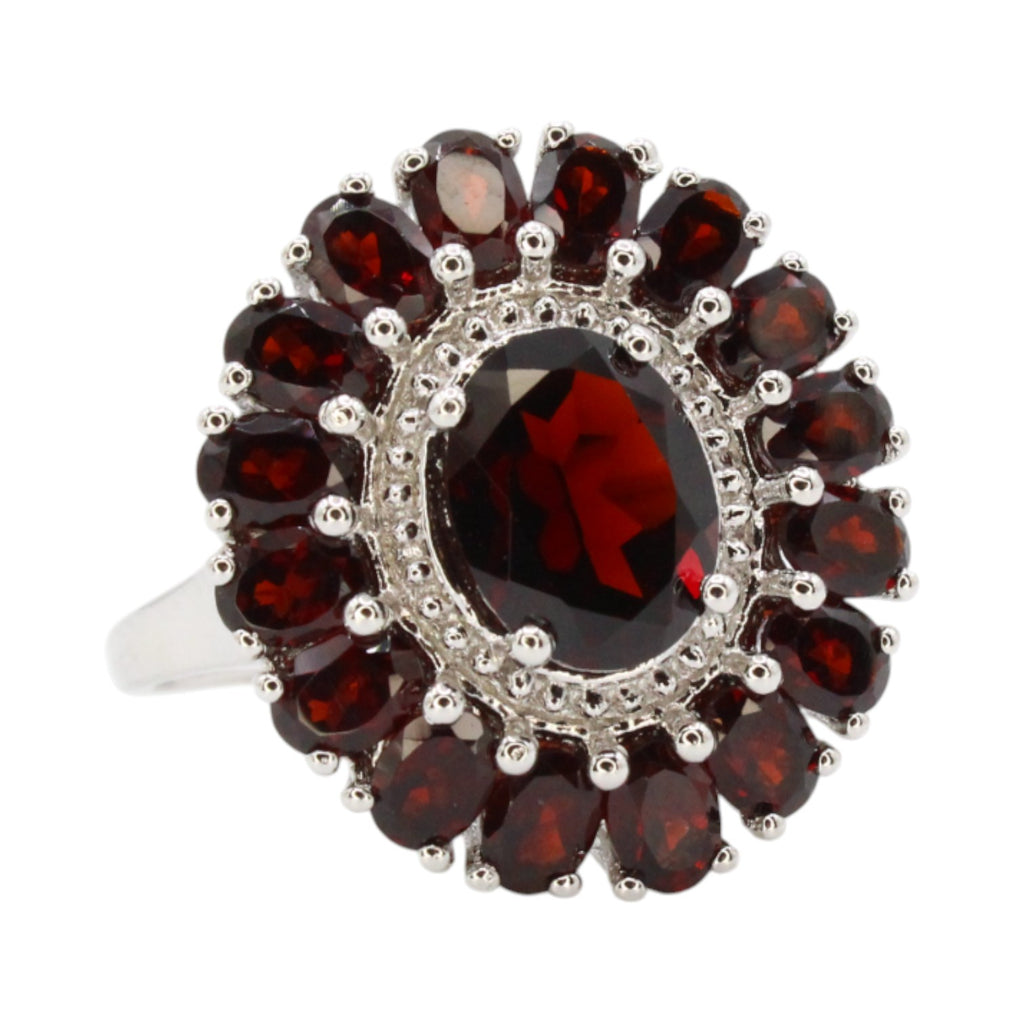 Genuine Oval Garnet With Garnet Halo 5.20ctw
