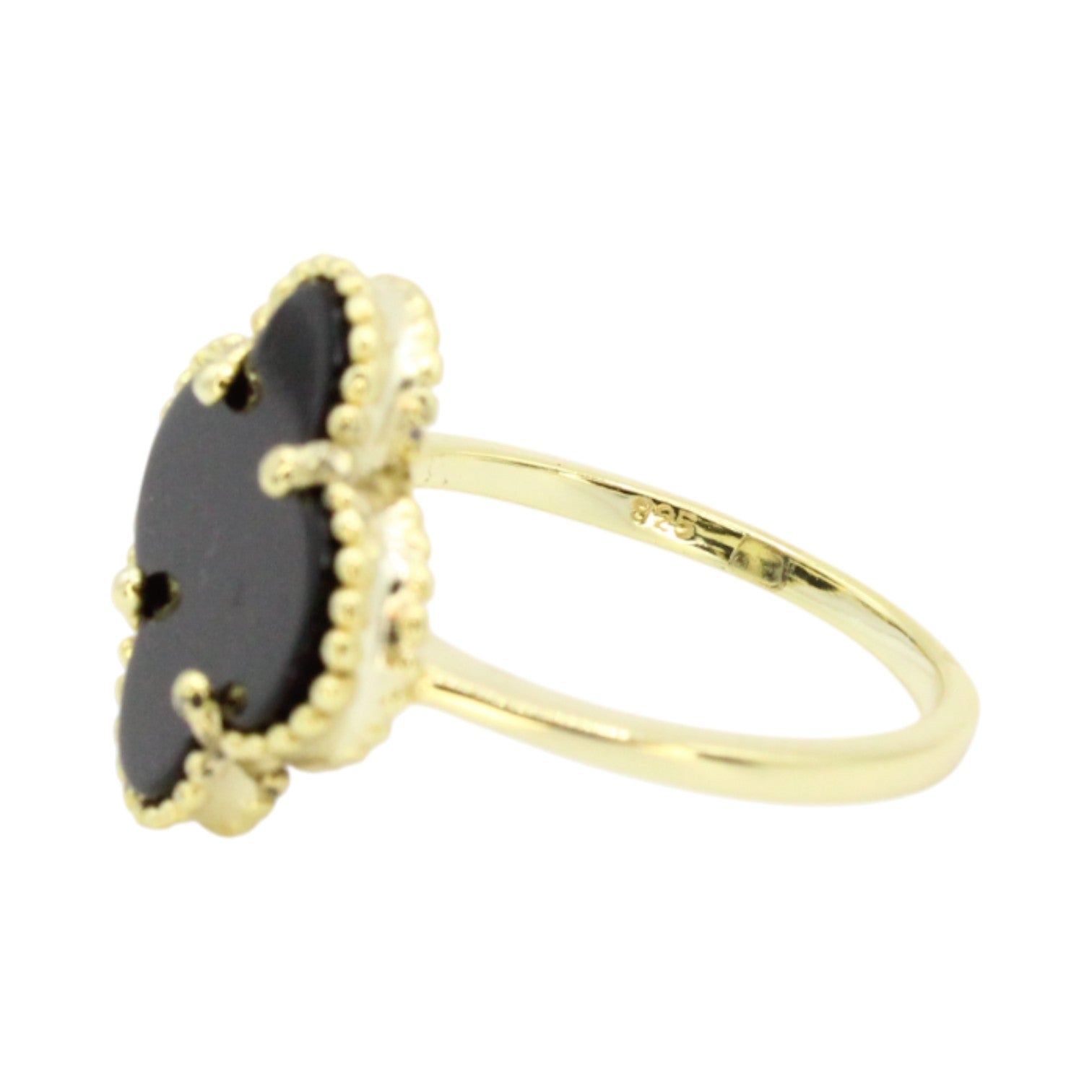 Black Onyx Clover Ring