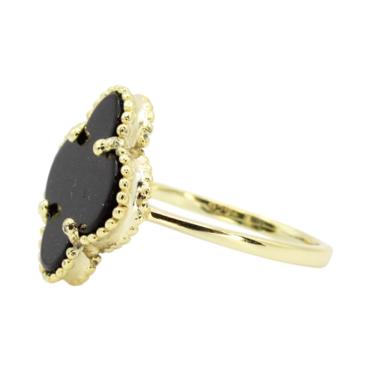 Black Onyx Clover Ring