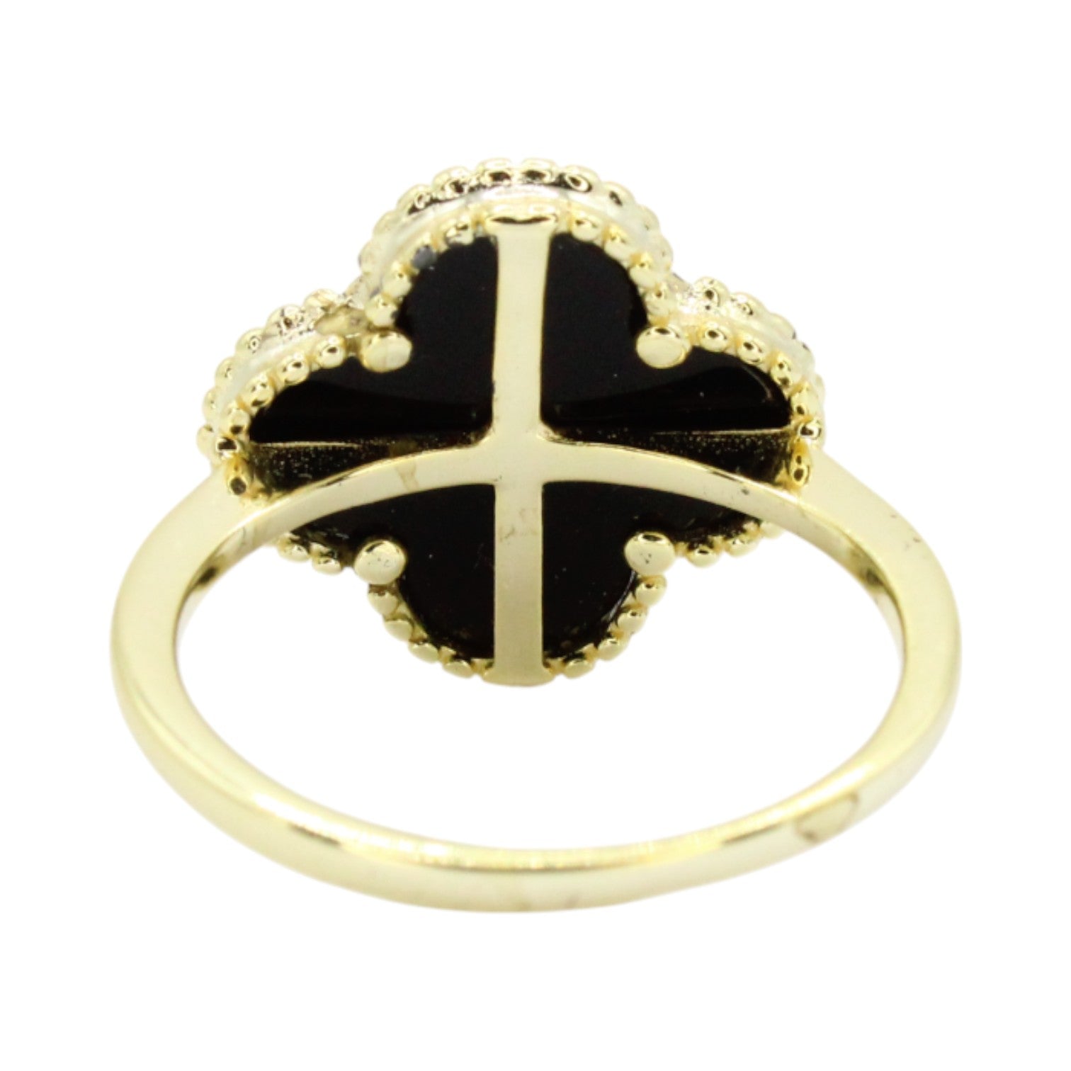 Black Onyx Clover Ring