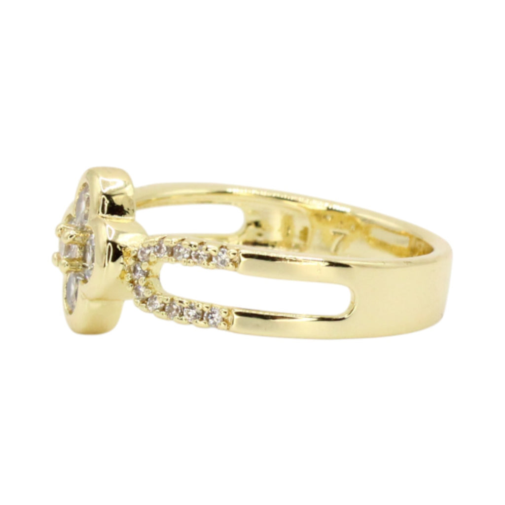CZ Clover Split Band Ring