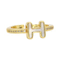 "H" Mother of Pearl & CZ Adjustable Ring