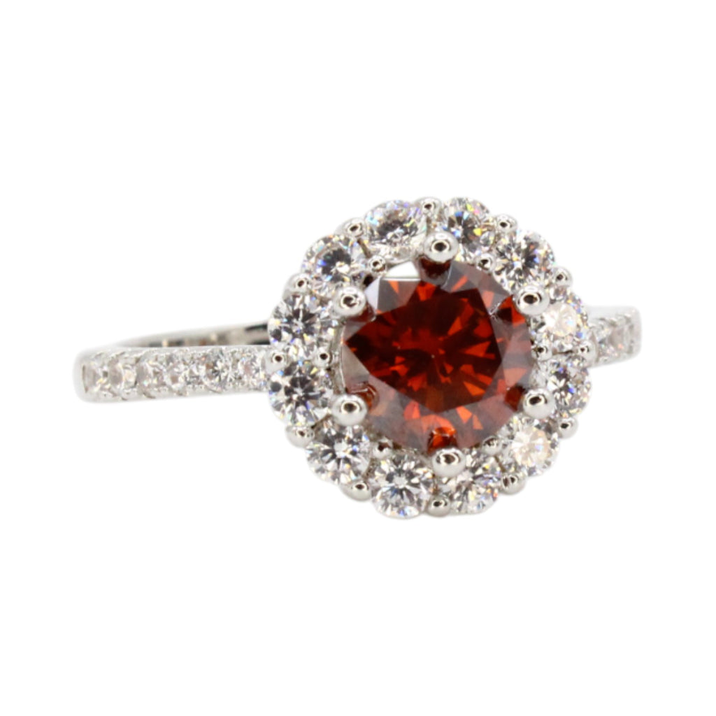 Red Moissanite 1ct Halo Ring