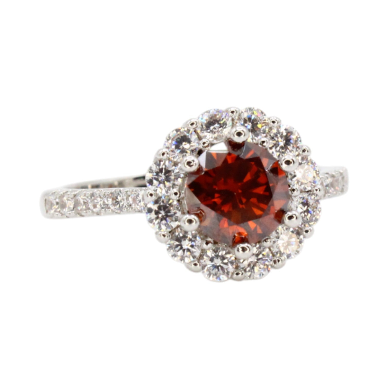 Red Moissanite 1ct Halo Ring