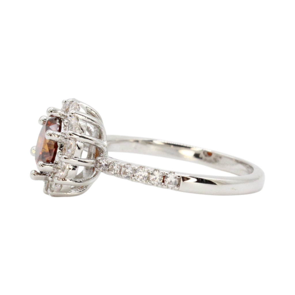 Red Moissanite 1ct Halo Ring