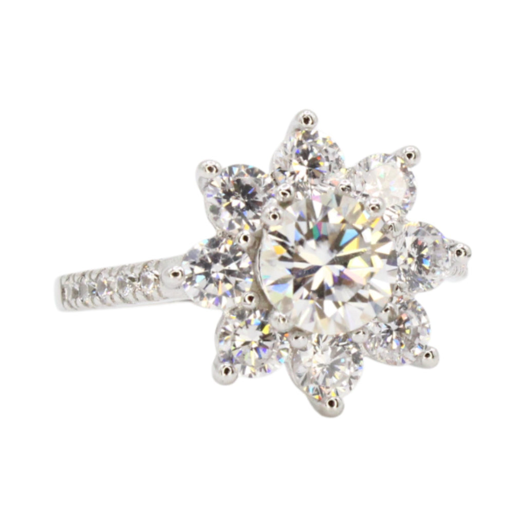 Moissanite Cluster Flower Ring