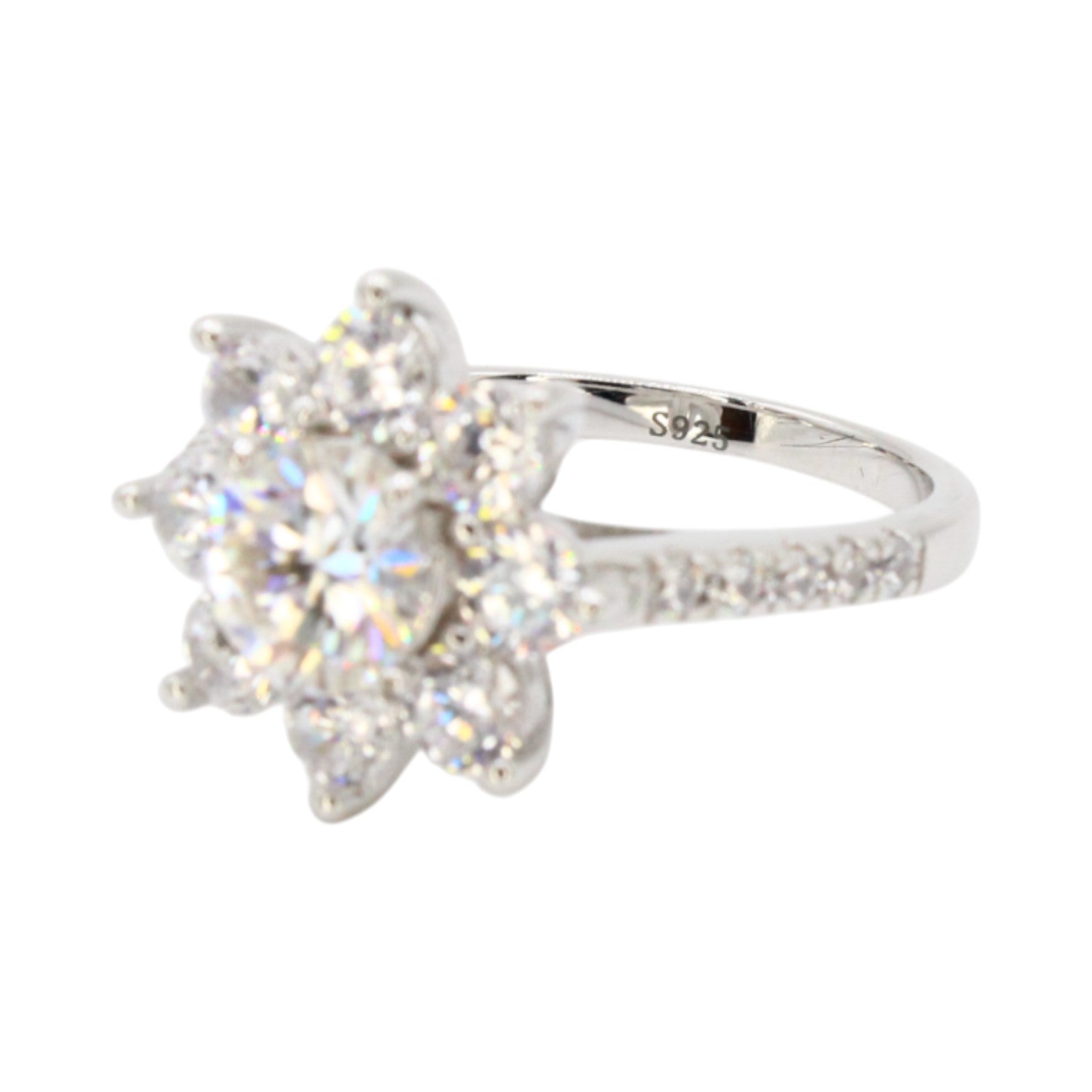 Moissanite Cluster Flower Ring