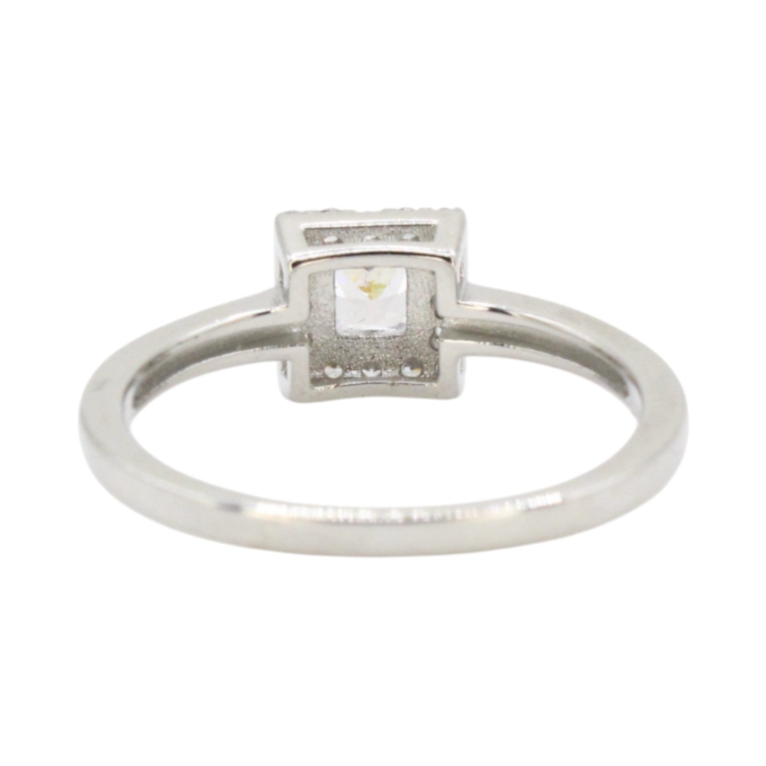 CZ Princess Cut Solitaire With Halo Ring