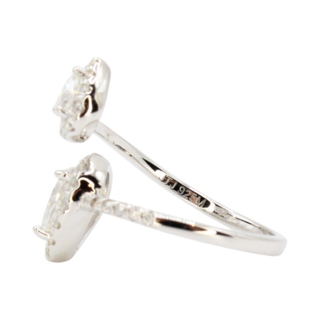 Moissanite Open Double Teardrop Halo Ring