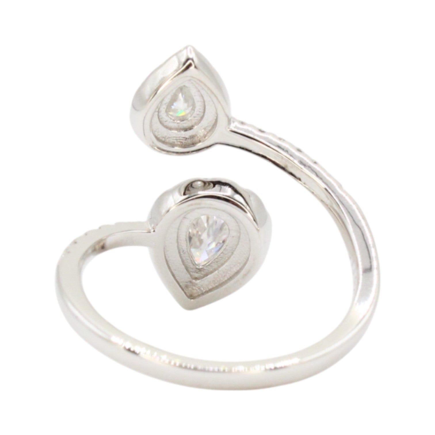 Moissanite Open Double Teardrop Halo Ring