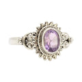 Genuine Oval Amethyst Sunburst Setting Ring