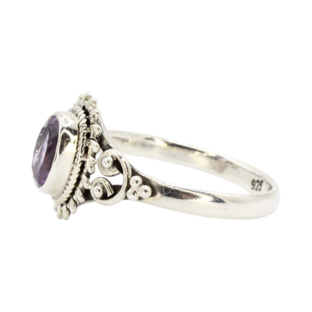 Genuine Oval Amethyst Sunburst Setting Ring