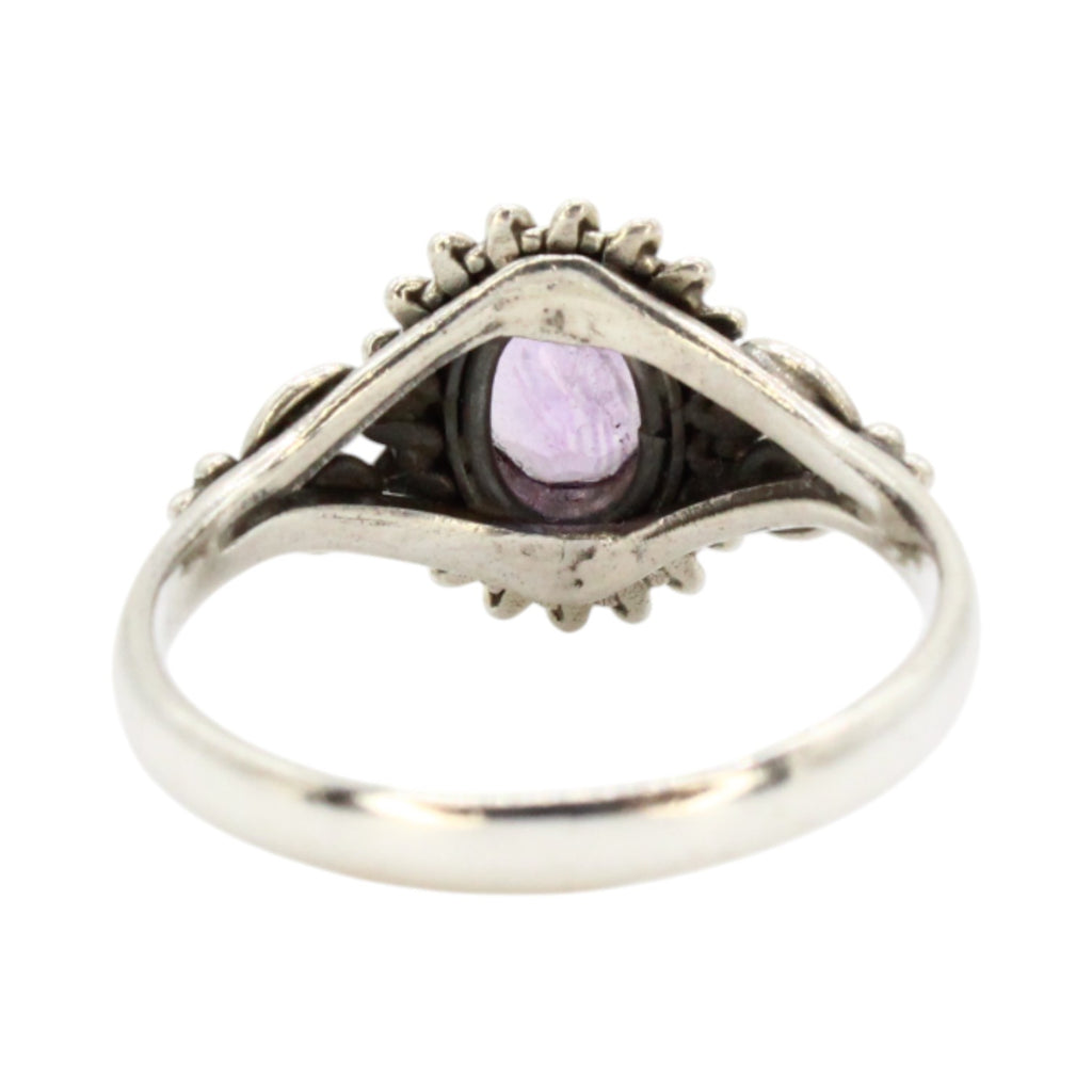 Genuine Oval Amethyst Sunburst Setting Ring