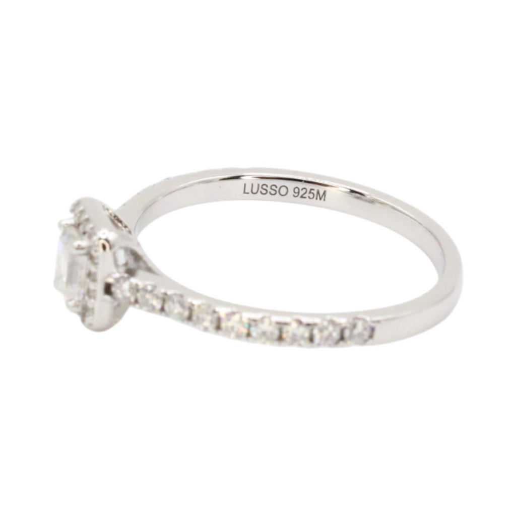 Dainty Moissanite .59ctw Emerald Cut With Halo