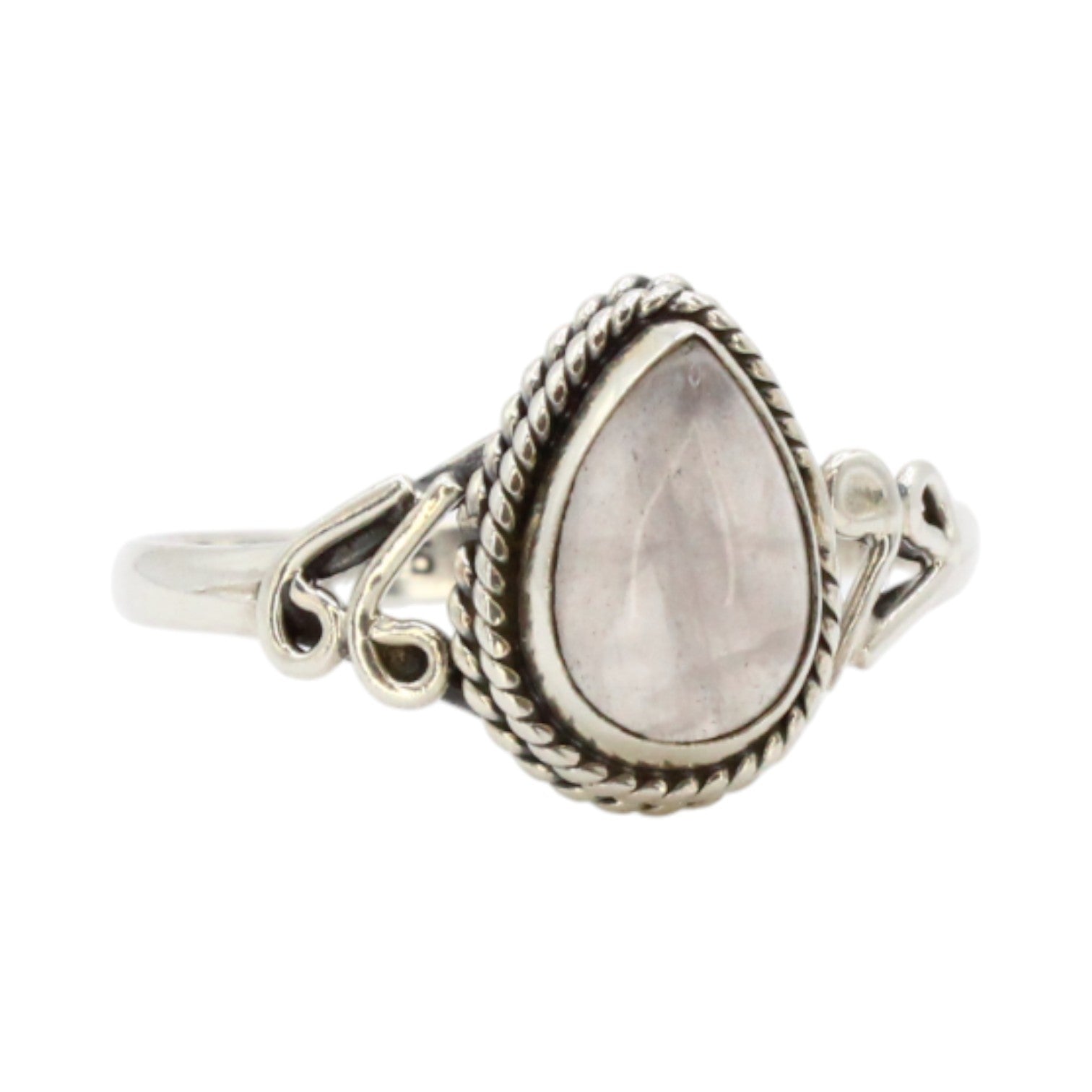 Genuine Teardrop Moonstone Filigree Ring