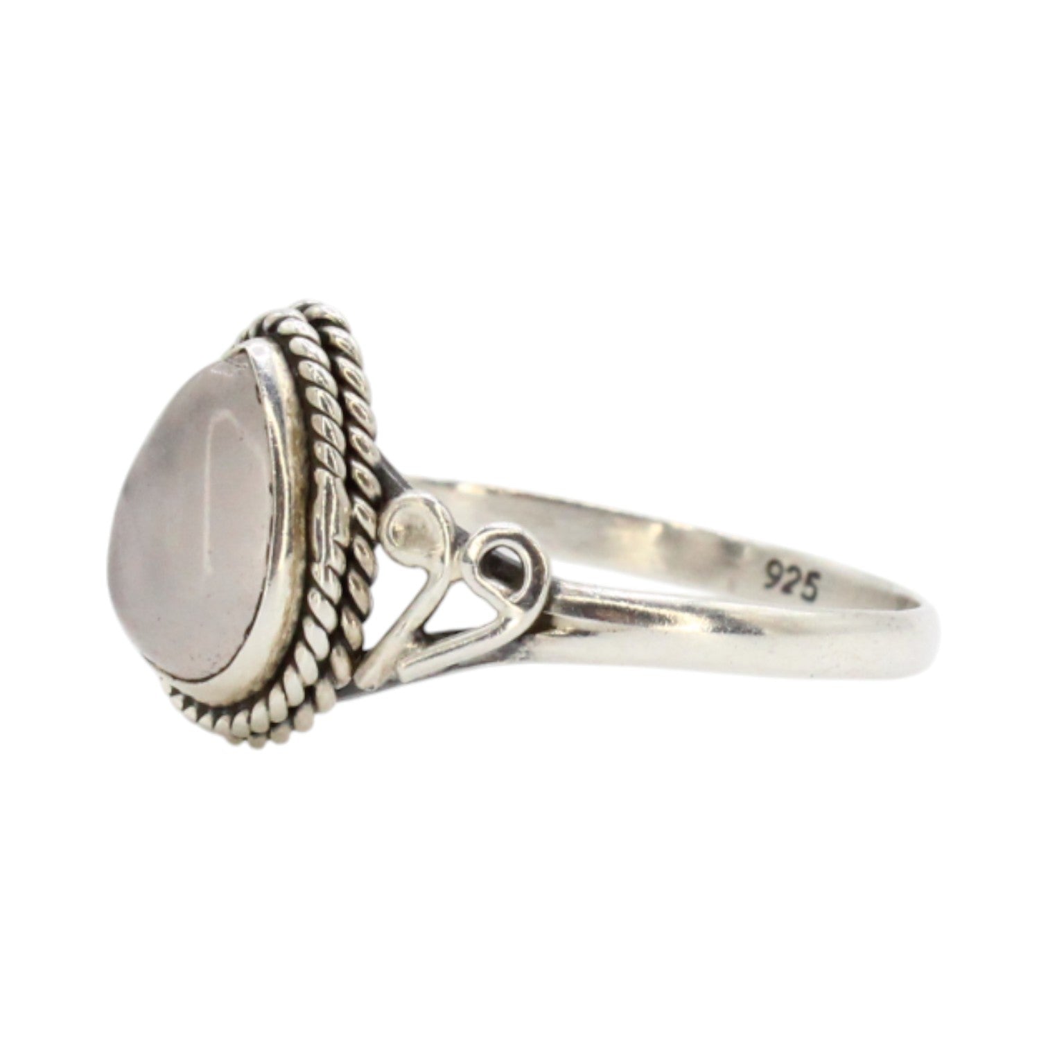 Genuine Teardrop Moonstone Filigree Ring