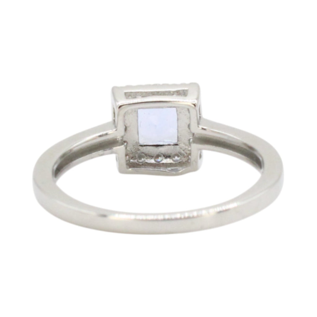 Princess-Cut Tanzanite & CZ Halo Ring