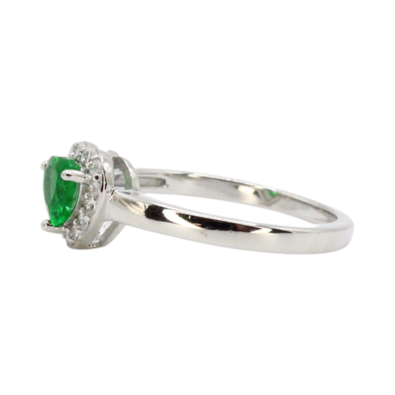 Emerald CZ Heart Halo Ring