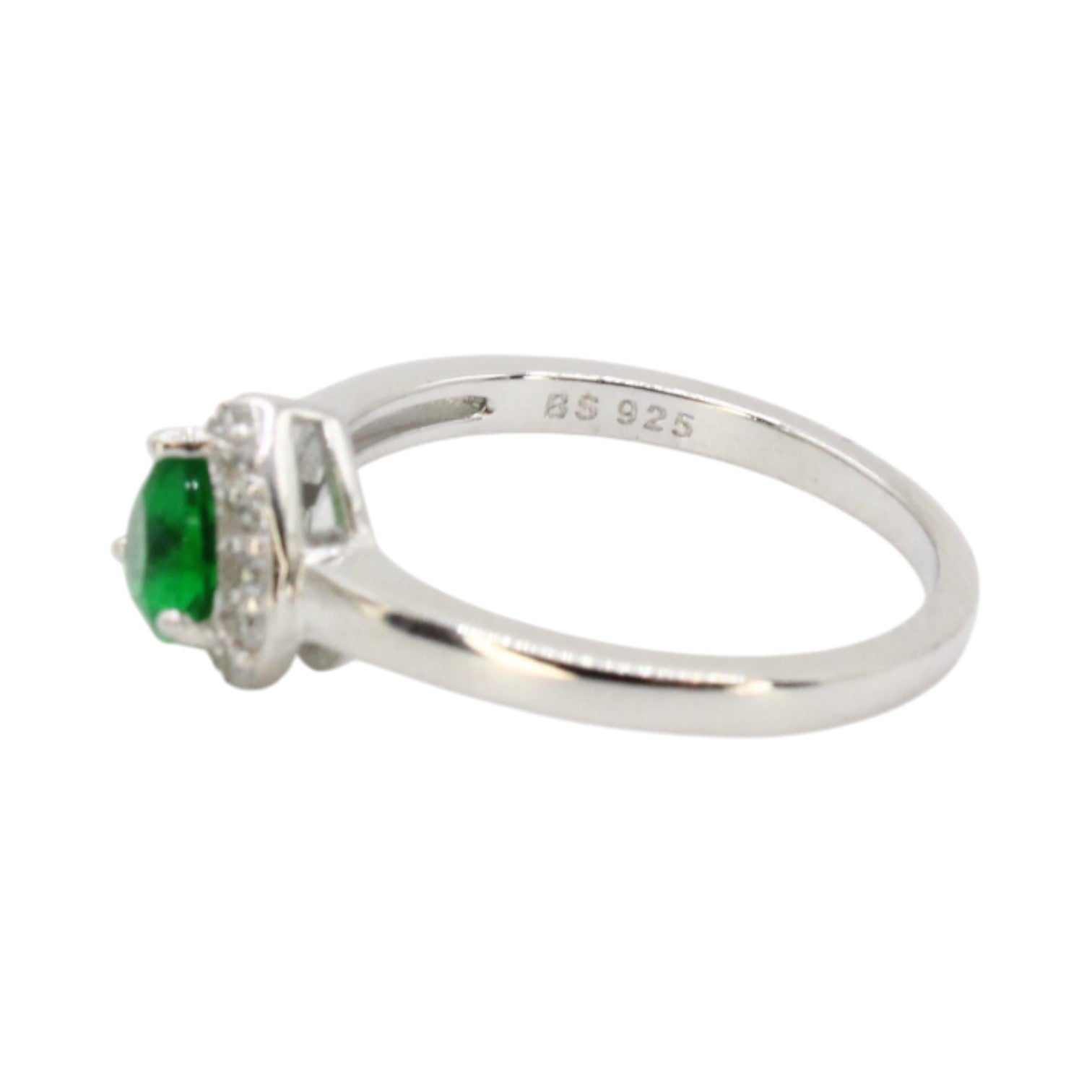 Emerald CZ Heart Halo Ring