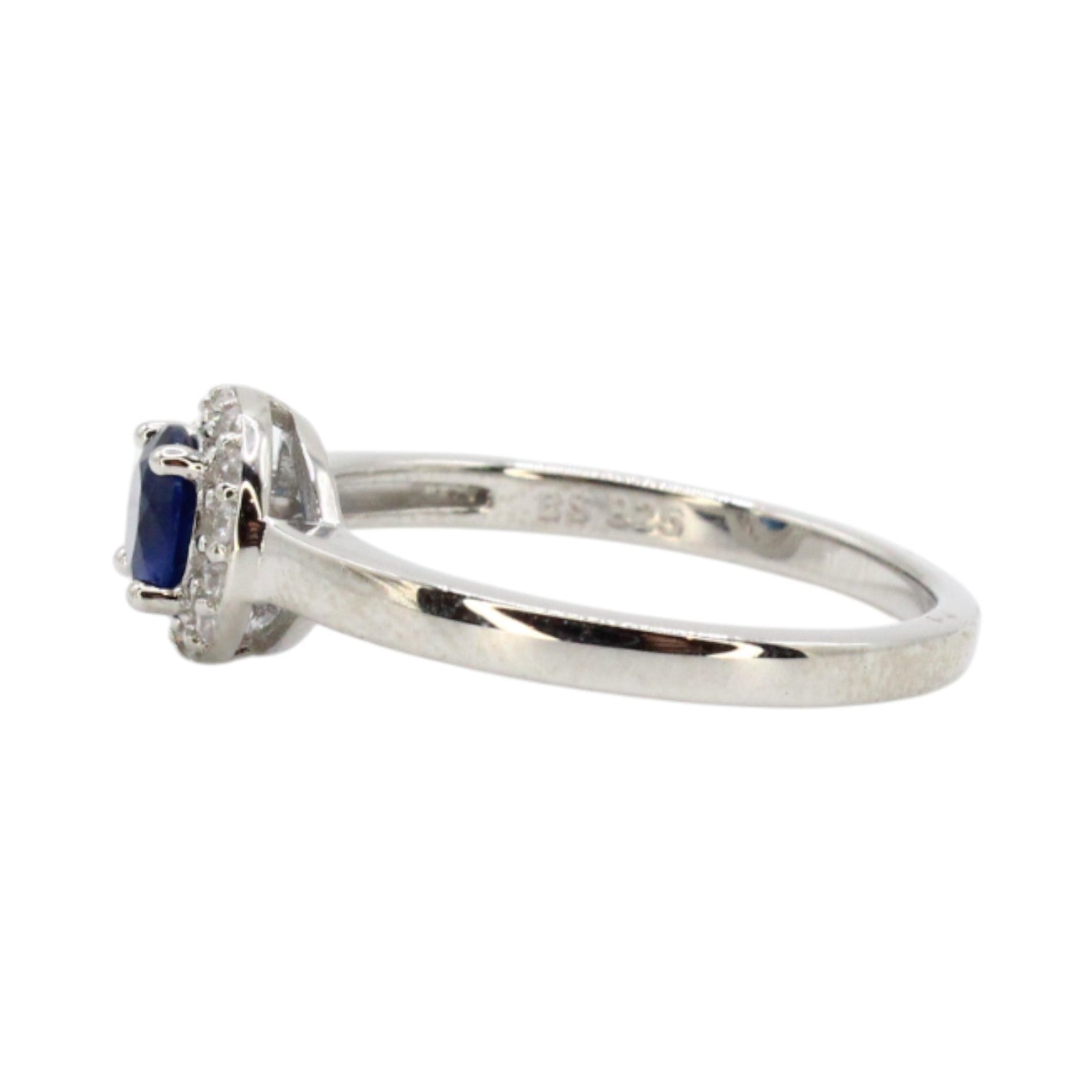 Sapphire CZ Solitaire Halo Ring