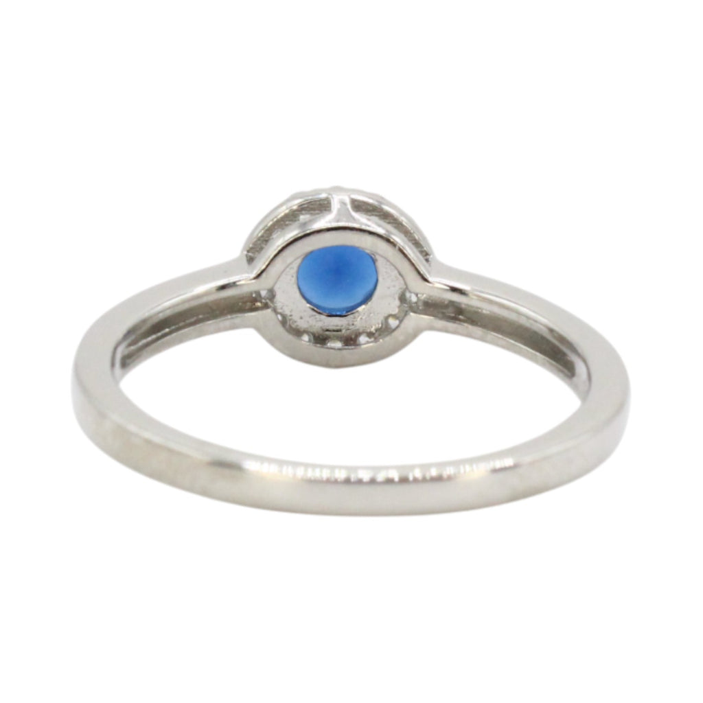 Sapphire CZ Solitaire Halo Ring