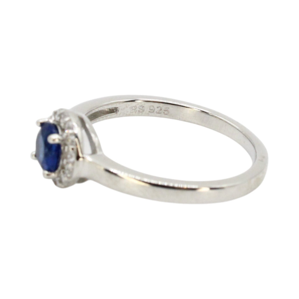 Sapphire CZ Solitaire Halo Ring