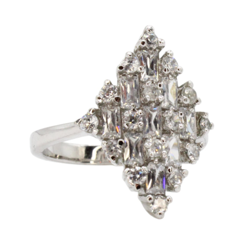 CZ Pave Emeralds Cocktail Ring