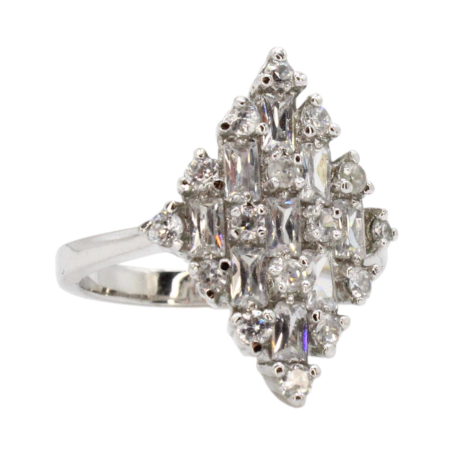 CZ Pave Emeralds Cocktail Ring