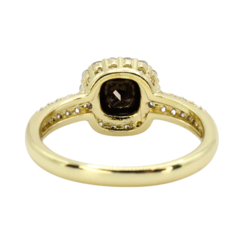 Black Onyx & CZ Halo Asscher Cut Solitaire Ring