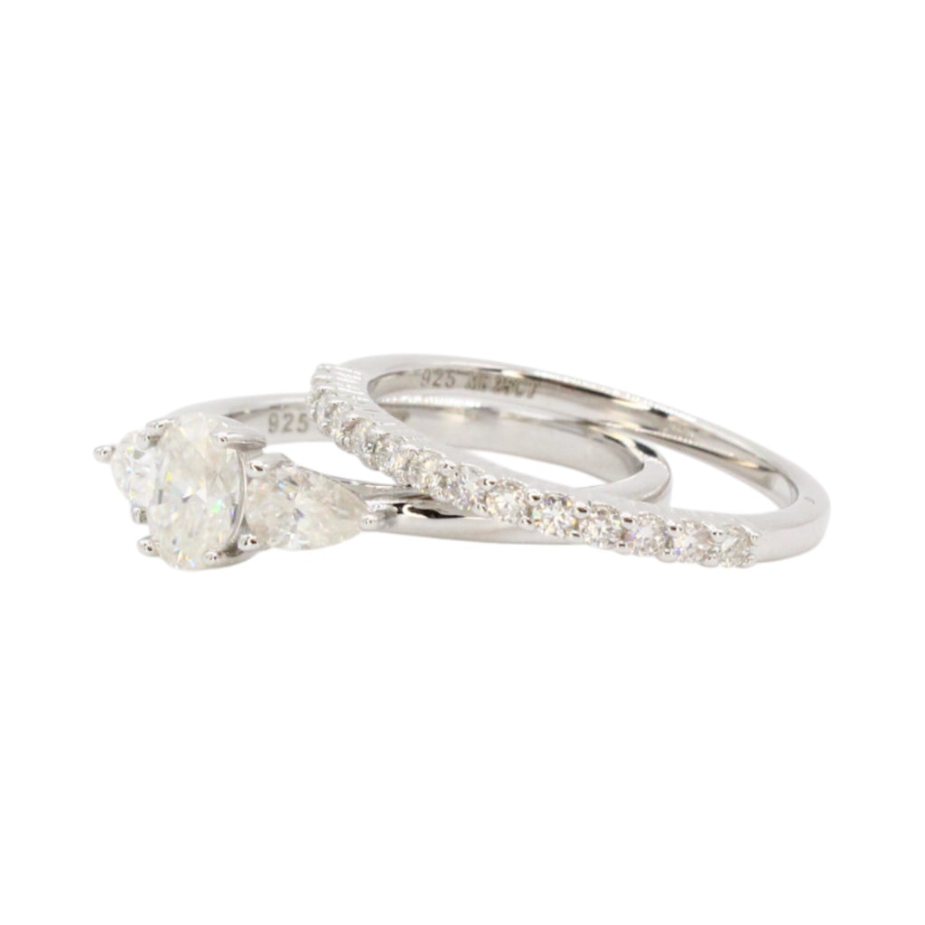 3-Stone 1.4ctw Moissanite Wedding Set