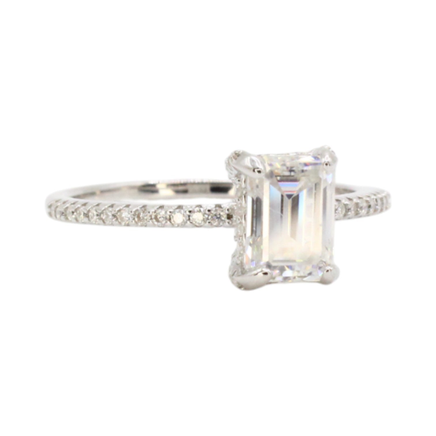 Moissanite 1.6ctw Emerald Cut Solitaire Ring
