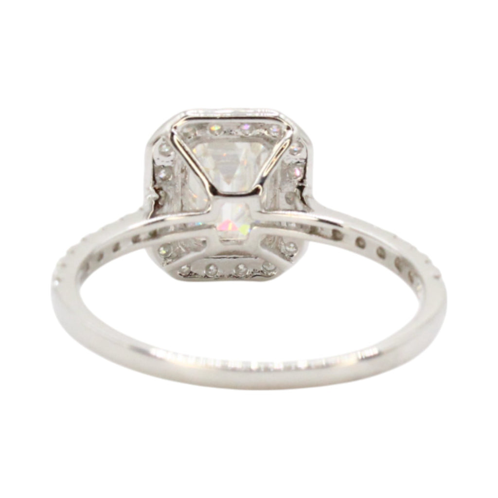 Moissanite 3ct Emerald Cut Halo Wedding Set
