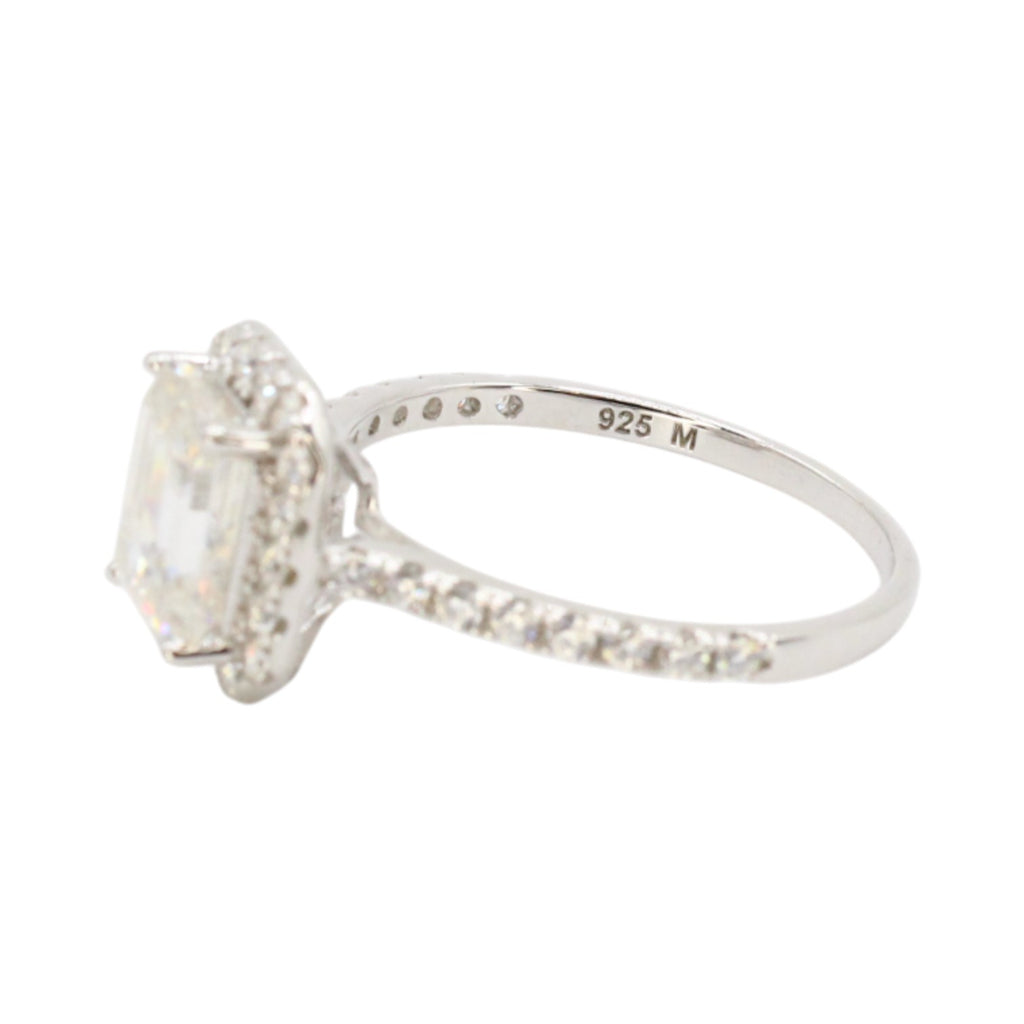 Moissanite 3ct Emerald Cut Halo Wedding Set