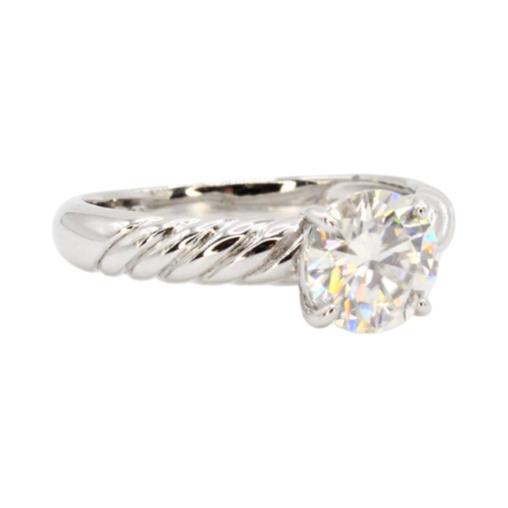 Moissanite Round Solitaire 1.2ct Rope Band Wedding Ring Set