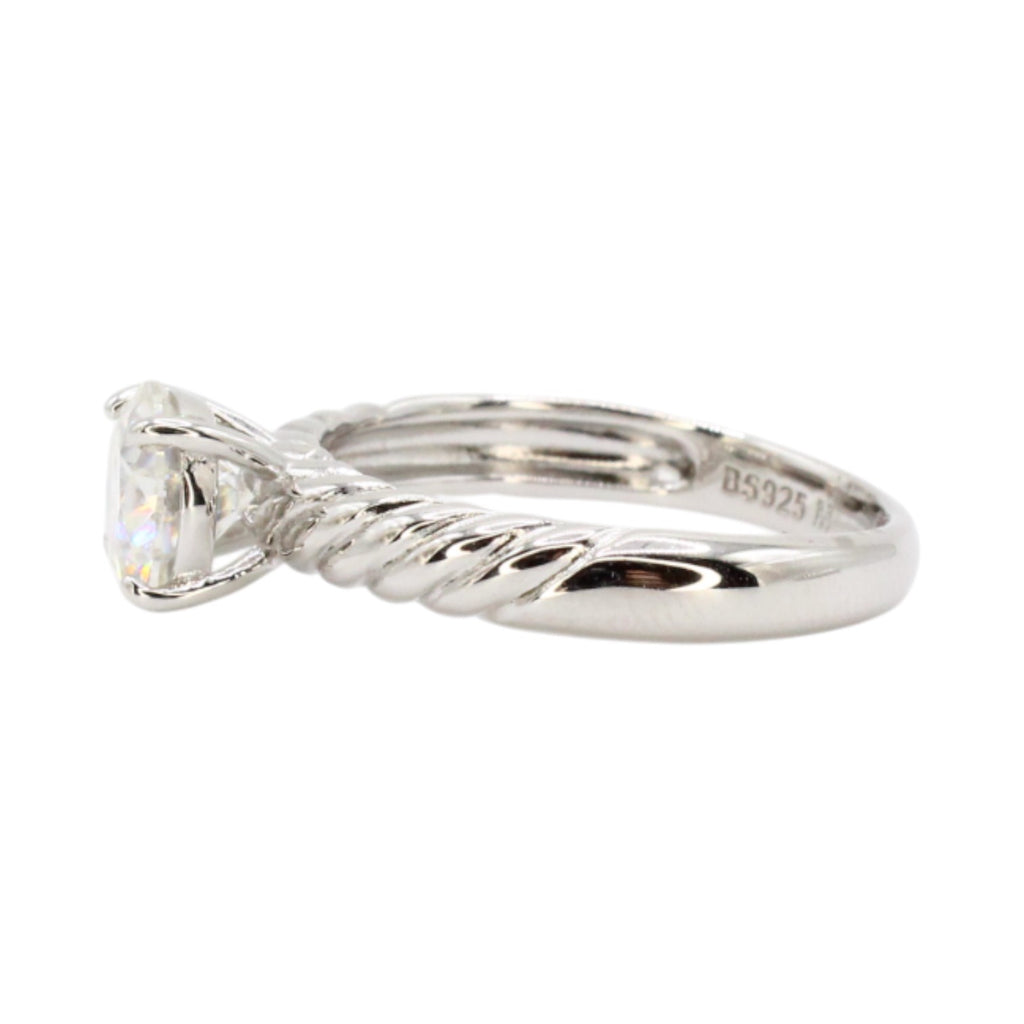 Moissanite Round Solitaire 1.2ct Rope Band Wedding Ring Set