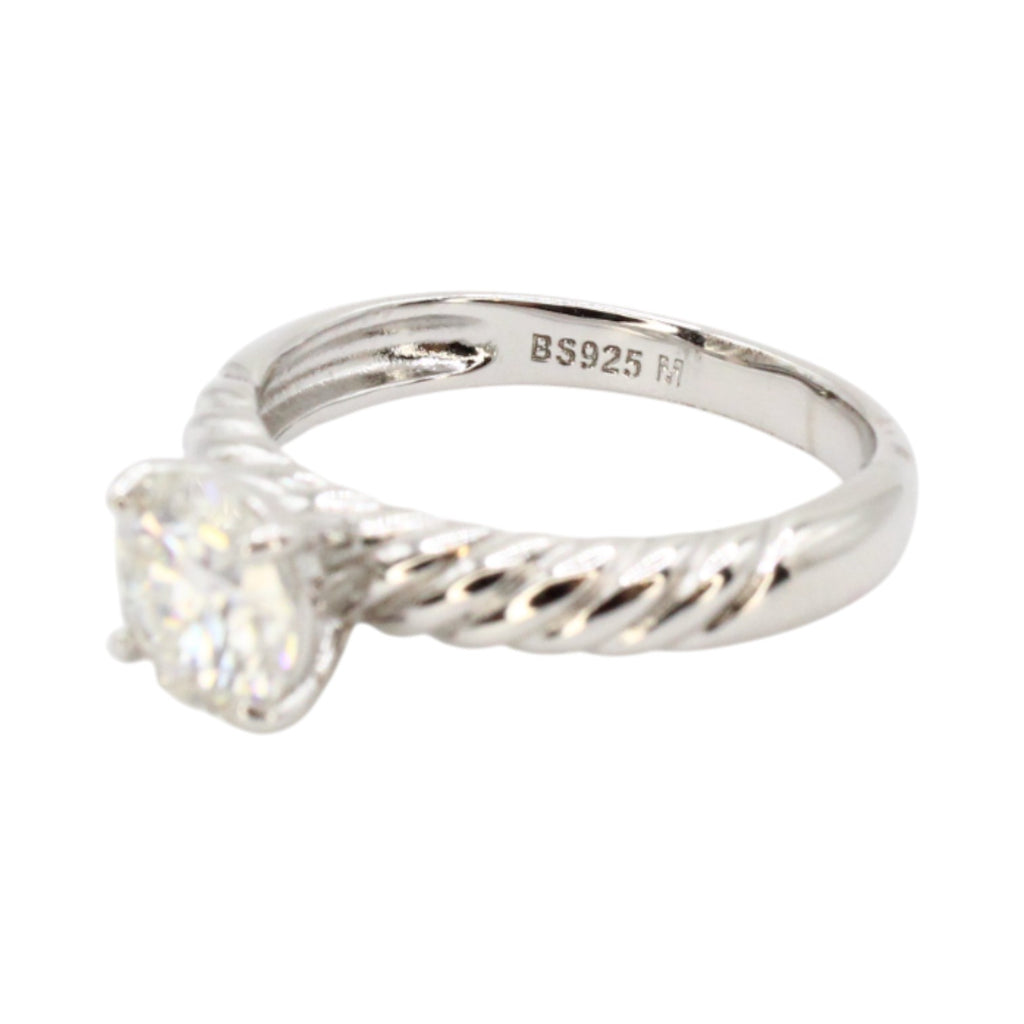 Moissanite Round Solitaire 1.2ct Rope Band Wedding Ring Set