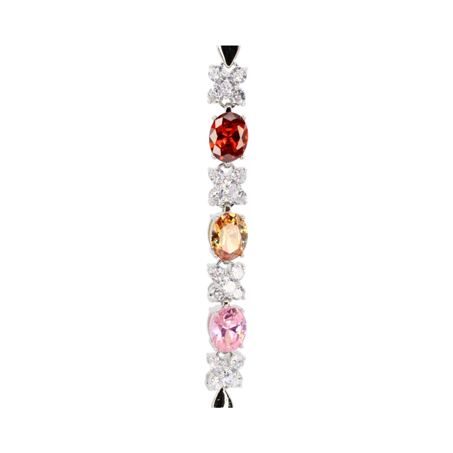 Multi Color Oval Stone & CZ Clover Bracelet