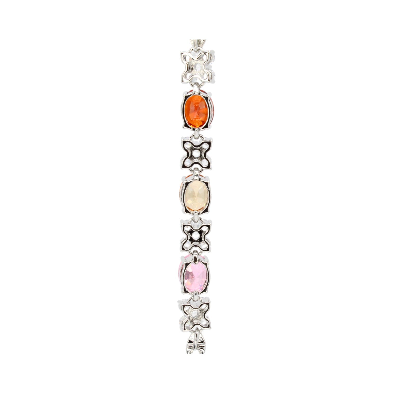 Multi Color Oval Stone & CZ Clover Bracelet