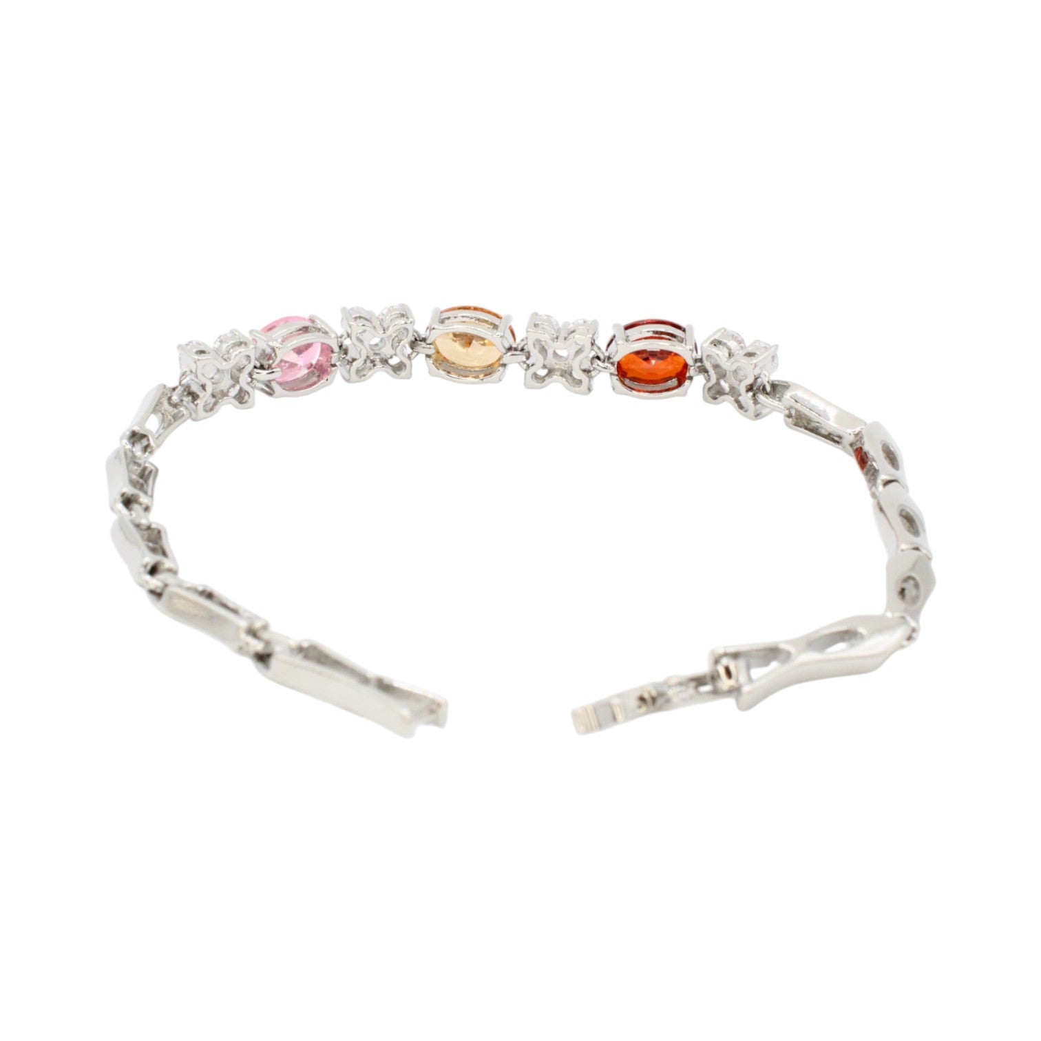 Multi Color Oval Stone & CZ Clover Bracelet