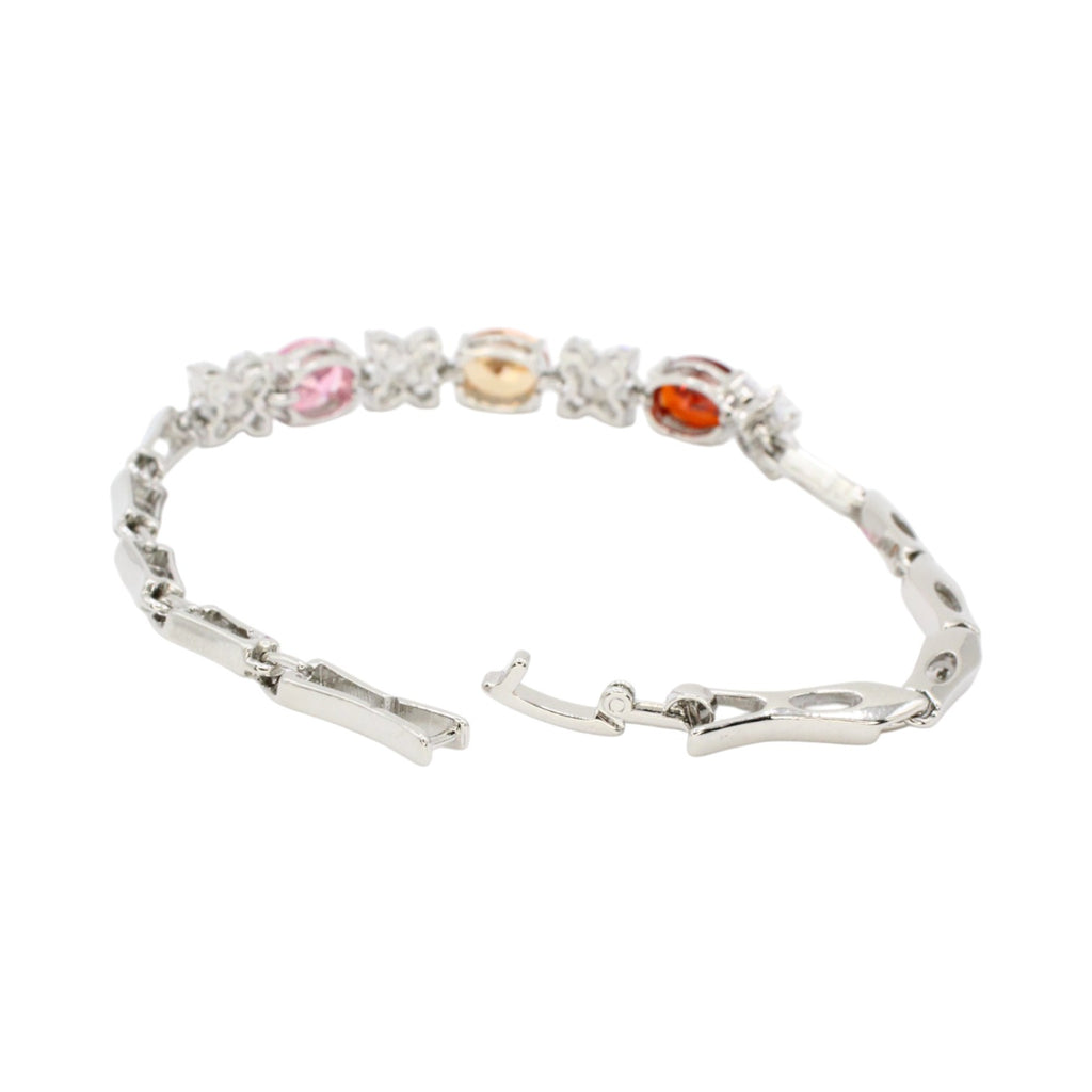 Multi Color Oval Stone & CZ Clover Bracelet