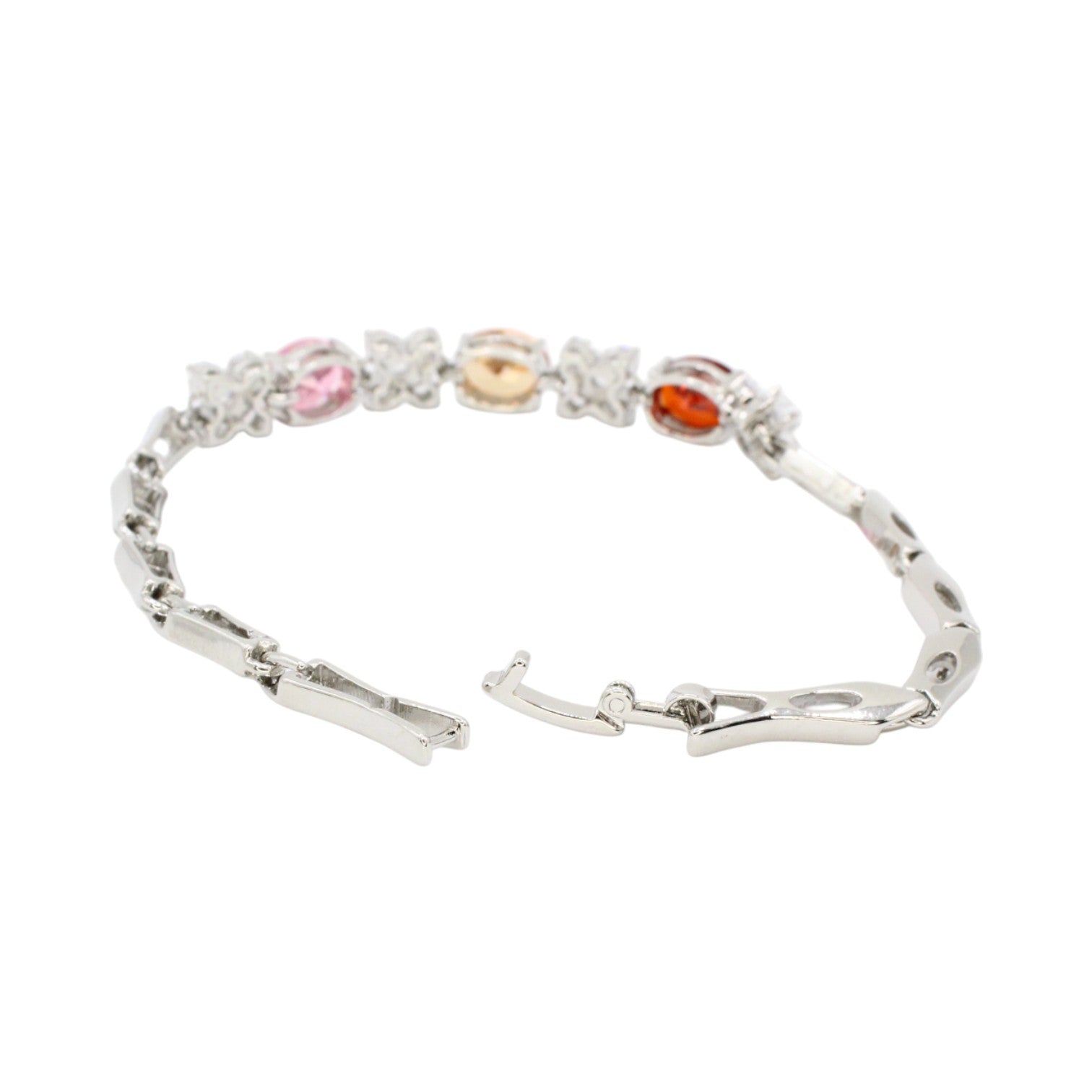 Multi Color Oval Stone & CZ Clover Bracelet