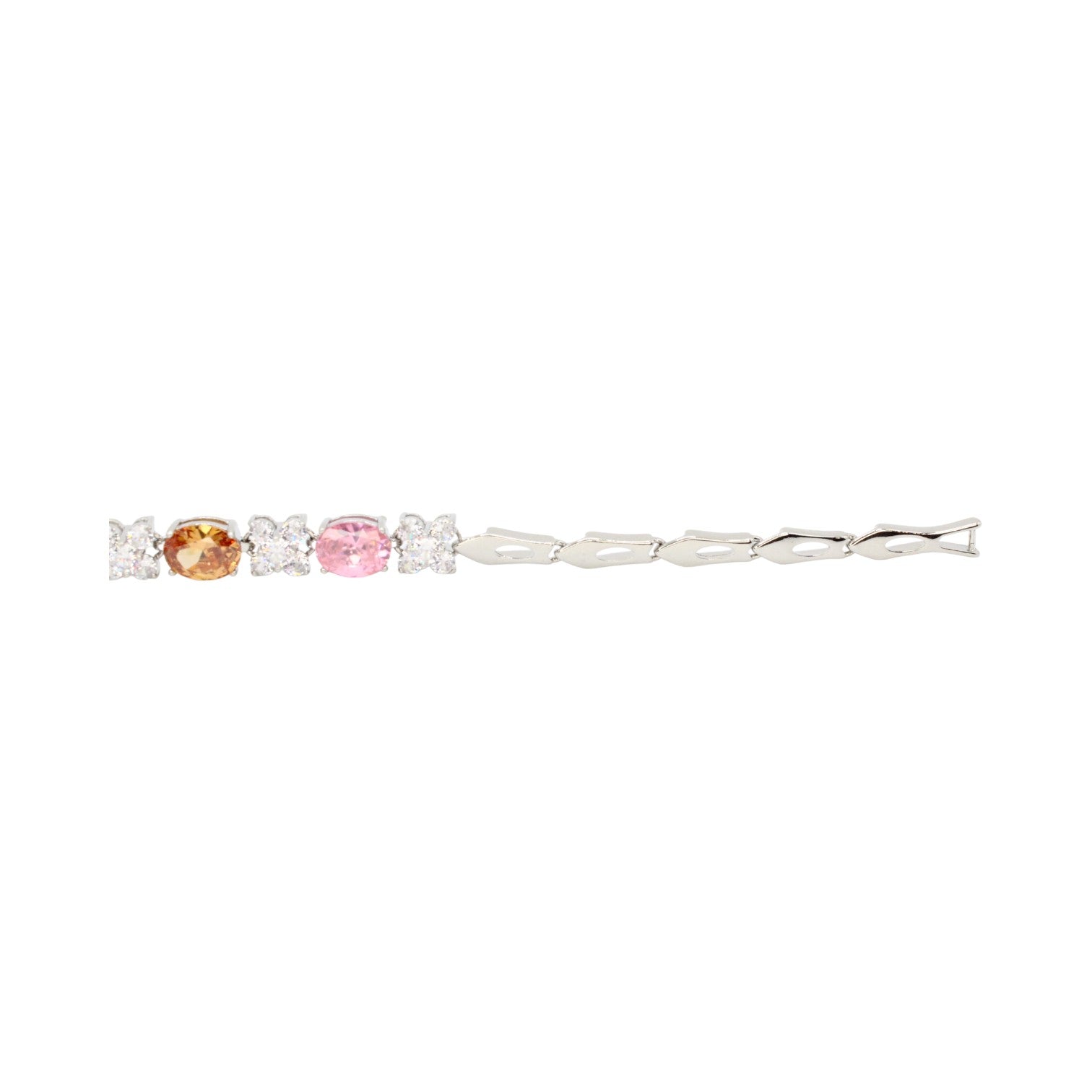 Multi Color Oval Stone & CZ Clover Bracelet