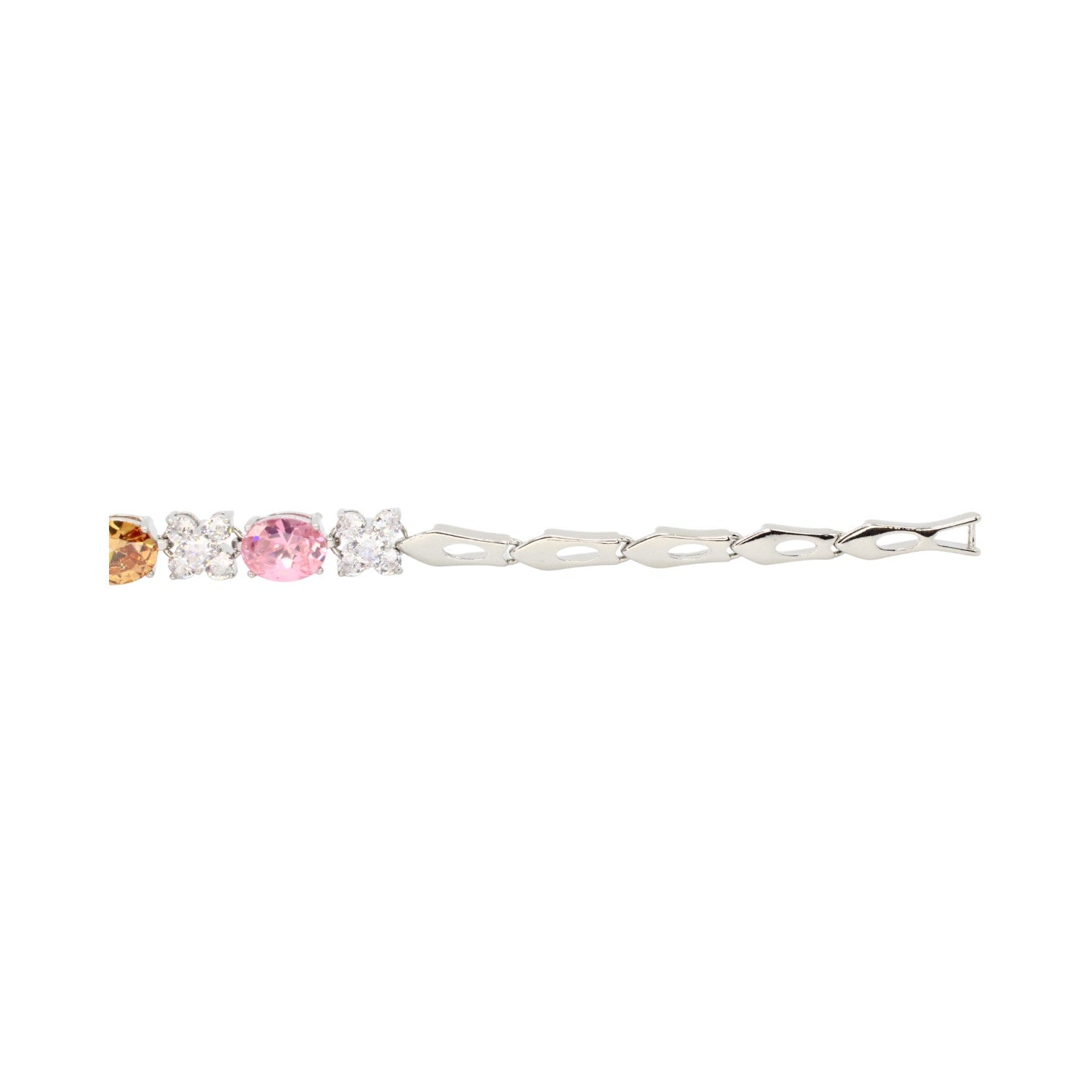 Multi Color Oval Stone & CZ Clover Bracelet